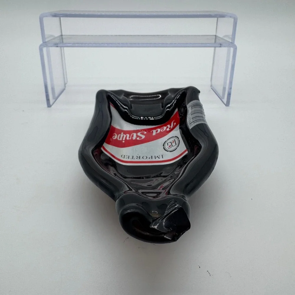 Red Stripe Melted Beer Bottle Tray Recycled Slumped Glass Spoon Rest Barware